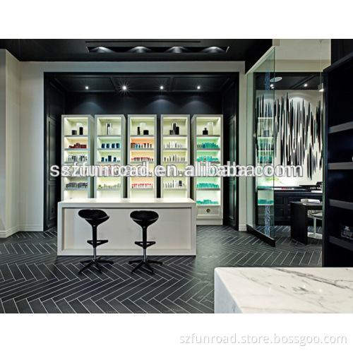 Elegant display rack of salon furniture for hair salon store design